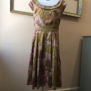 Laura Ashley Multi Capped Sleeve Dress Sz 6